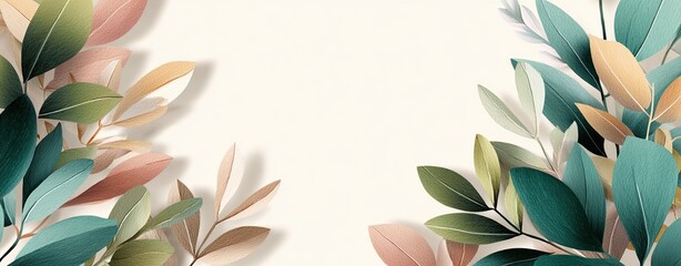 A modern design featuring colorful leaves on a light background, perfect for nature-inspired projects and fresh aesthetics.
