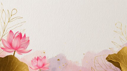 A serene watercolor illustration featuring delicate pink lotus flowers amidst soft pastel colors, perfect for tranquility and tranquility themes.