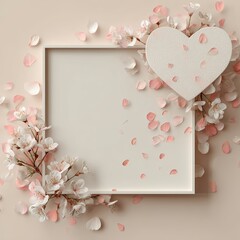 A stylish frame adorned with delicate pink petals and blossoms, perfect for showcasing cherished memories or romantic moments.