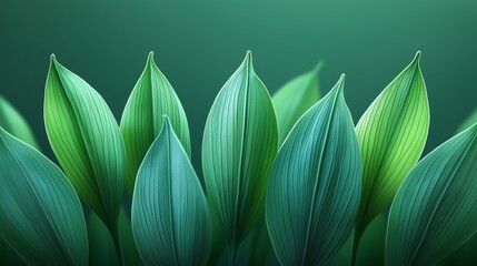 Green Foliage Elegance: A collection of lush, vibrant green leaves, meticulously arranged to create a striking pattern that embodies freshness and natural beauty.