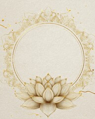 Elegant lotus flower design, featuring delicate lines and a circular frame. Perfect for spiritual or artistic projects.