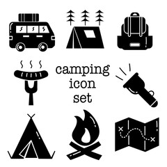 camping icon set