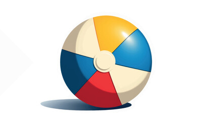 Obraz premium Colorful beach ball illustration on white background, playful summer concept