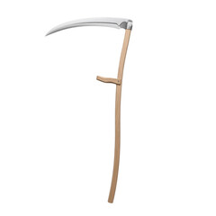 Scythe with wooden handle