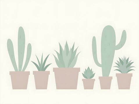 Variety of Potted Succulent and Cactus Silhouettes for Modern Botanical Decor