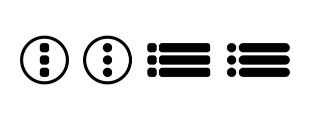 menu icon. website and mobile navigation button. Isolated vector of collapsed menu or navigation bar with three horizontal bars, squares, dots for website,ui,app. menu bar png and vector