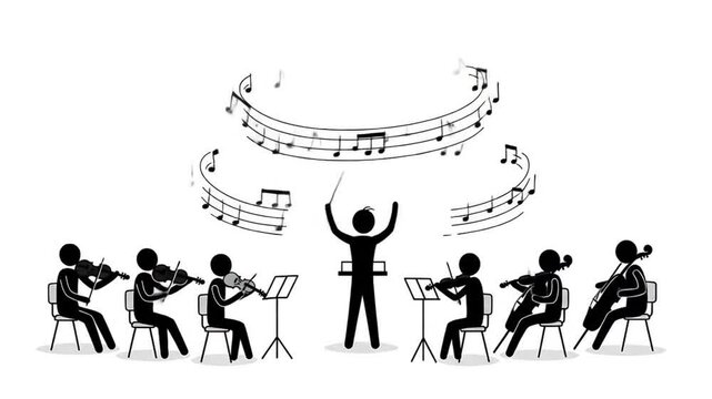 Orchestra music performance silhouette