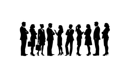 Business People Silhouette Design - Professional Group of Men and Women Standing in Confident Poses, Teamwork and Leadership Concept Illustration for Corporate, Office, and Networking Projects