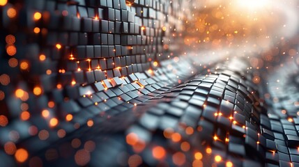 Obraz premium A mesmerizing abstract texture featuring a grid-like surface with shimmering lights, creating an illusion of depth and intrigue that captivates the viewer's imagination.
