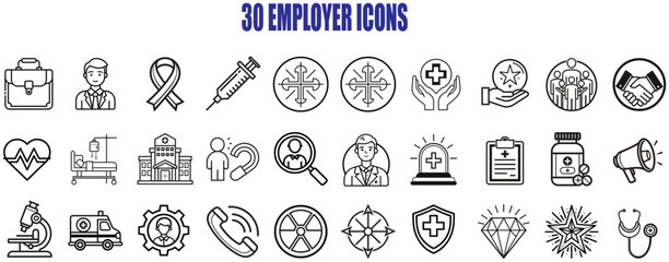 30 employer branding icons editable stroke outline design isolated on white background