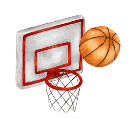 Creative sketch of a basketball hoop perfect for sports themes.