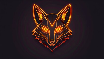 Geometric fox logo with fiery glow high resolution photo