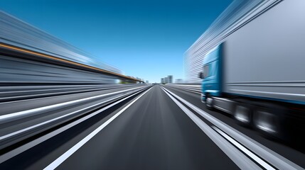 Obraz premium High-speed highway with motion blur, conveying the concept of fast logistics flow.