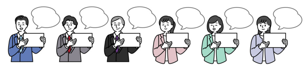 Businessman explaining　説明するビジネスマン　吹き出し　フリップボード