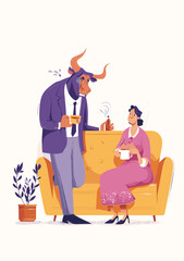 Elegant Dialogue: A stylized image portrays a composed figure engaged in an intimate conversation. The scene is charged with a sense of mystery.