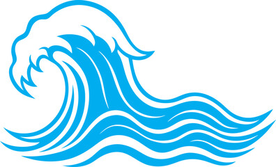 Wave Silhouette Line Art Vector Illustration On White Background