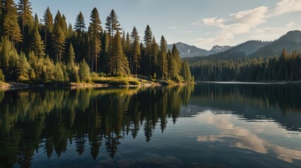 Fototapeta premium Calm Water and Forest Reflections