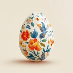 Easter egg with floral design symbolizing spring celebration isolated clean background