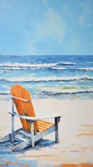 Obraz premium Chair on the beach furniture outdoors horizon.