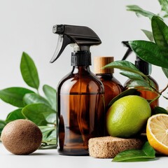 ecofriendly cleaning sprays made from natural ingredients isolated clean background