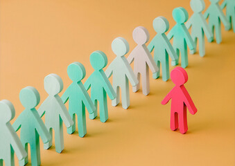派手な色の人のアイコンが一列に並ぶ　1人はみ出る