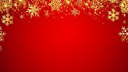 Red Christmas Background with Golden Snowflakes Festive Winter Design, Holiday Card Template, Sparkling Celebration, Elegant Decoration, Merry Christmas Illustration
