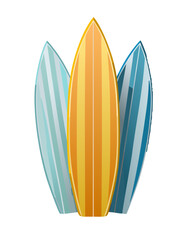 Colorful Surfboards Standing Upright Vector Illustration