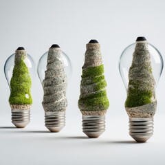 ecofriendly light bulbs made from recycled materials symbolizing energy efficiency isolated clean background