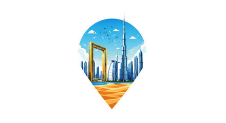Dubais landmark views in unique travel pin
