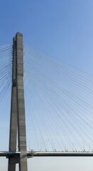 Arthur Ravenel Bridge Tower and Cables Against a Clear Blue Sky