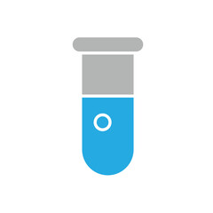 education icon. Subject Icon science. test tube with blue liquid inside. smart, learning, clever. Flay design style