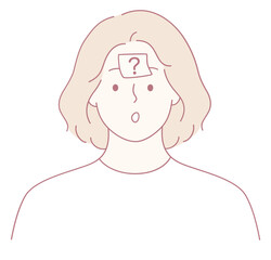 A simple yet captivating illustration that depicts a confused person with a question mark on their forehead