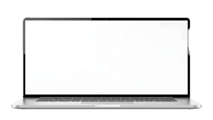 Sleek and modern laptop computer isolated on transparent background—ideal for technology presentations, web design, and digital product mockup