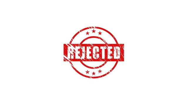 Red grunge Rejected stamp animation on white background. 4k vidio 