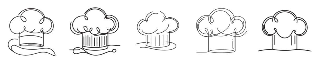 continuous line style chef hat vector