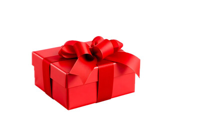 Red gift box with ribbon on transparent background PNG.
