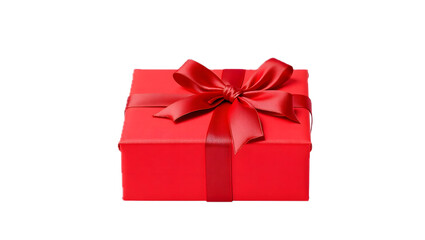Red gift box with ribbon on transparent background PNG.
