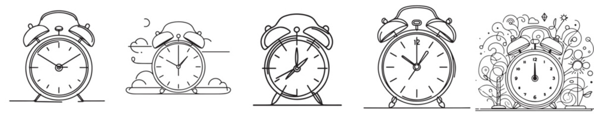 continuous line style alarm clock vector