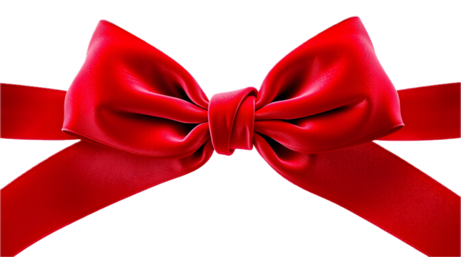 Classic red bow tie on transparent background for fashion.
