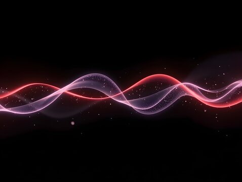 Abstract 3d waves with glowing lines and dots in a black background
