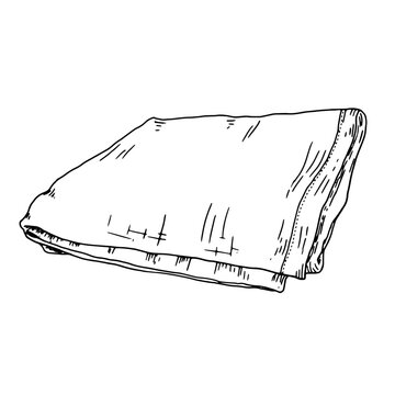 folded blanket black and white sketch clip art preview