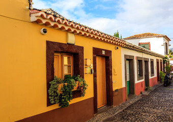 Architecture of Zona Velha do Funchal (Santa Maria Street) in Funchal, Madeira, Portugal