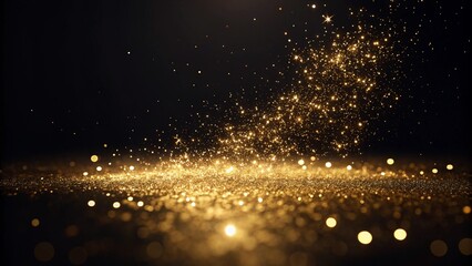 Fototapeta premium detailed-golden-glitter-sparkling-on-dark-backgrou
