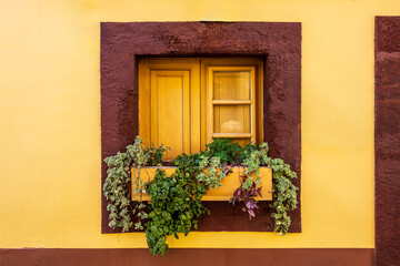 Window of old house in Zona Velha do Funchal (Santa Maria Street) in Funchal, Madeira, Portugal	
