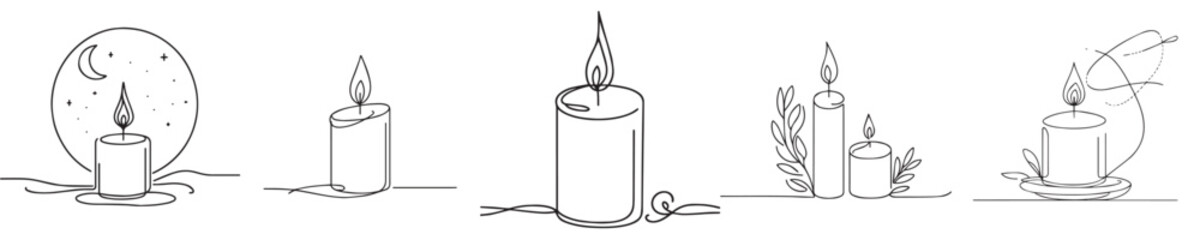 continuous line style candle vector