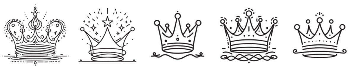 continuous line style king crown vector
