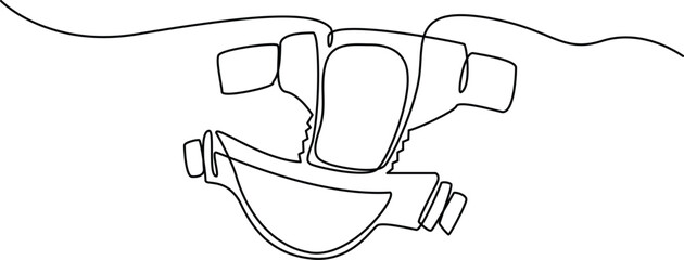 Continuous one line drawing of baby diaper, single line vector illustration, on transparent background. Vector Illustration