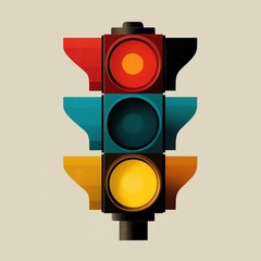 Vector Traffic Lights in Geometric Shapes, Simple and Clear Design with Empty Space for Graphics