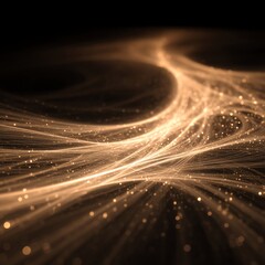 Abstract Glowing Fiber Light Background with Sparse Threads on Void, Simple Digital Art