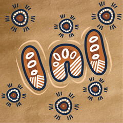A digital painting in vector form, with a pattern drawn from Aboriginal dot artwork.